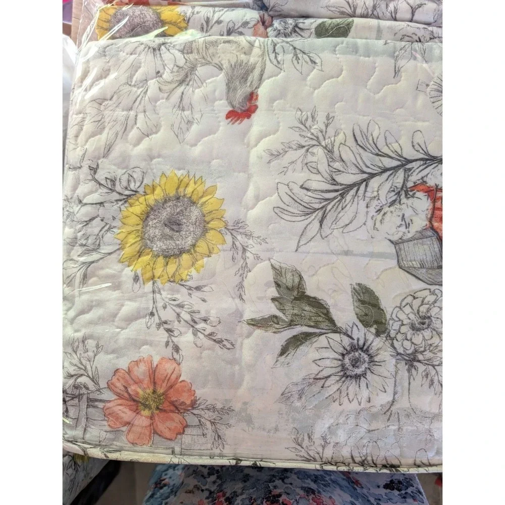 Virah Bella Home Sweet Farm Quilt Set King Multicolor New Farmhouse Rooster Barn